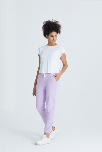 2D2B Kadın Basic 2 İplik Likralı Regular Fit Paçası Lastikli Eşofman Altı