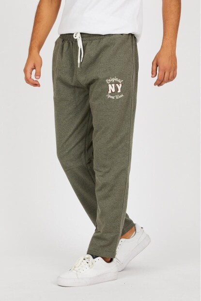 Erkek Düz Paça Nakışlı Eşofman Altı