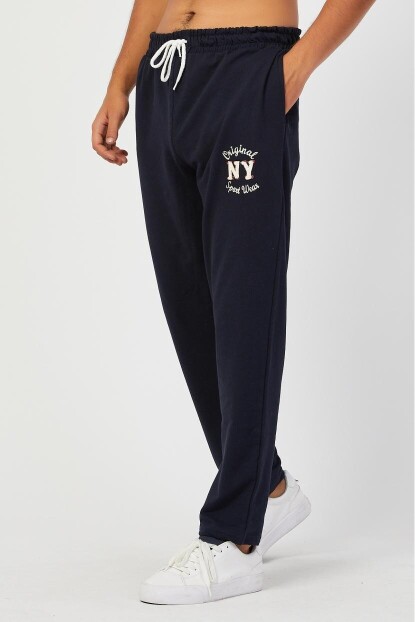 Erkek Düz Paça Nakışlı Eşofman Altı