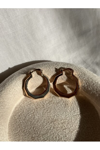 NATURE Çelik Gold Renk Köşeli Halka Küpe