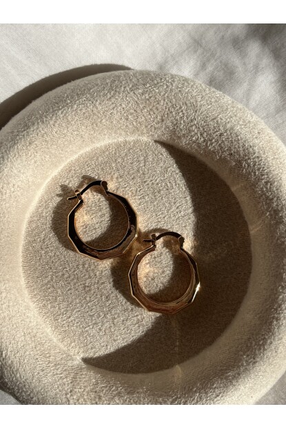 NATURE Çelik Gold Renk Köşeli Halka Küpe