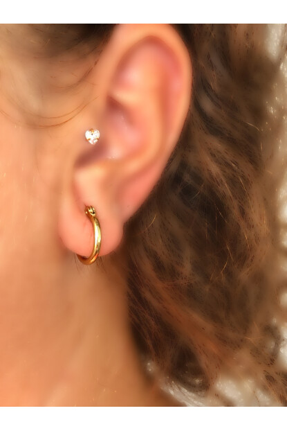 NATURE Çelik Klasik Gold Renk 1,5 cm ebatında Düz Halka Küpe