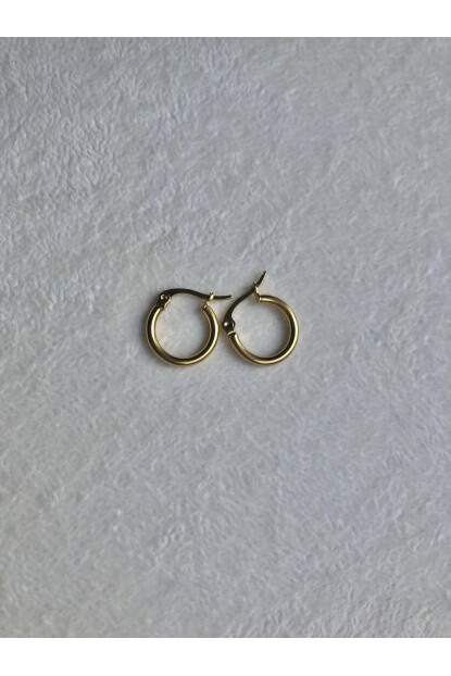 NATURE Çelik Klasik Gold Renk 1,5 cm ebatında Düz Halka Küpe