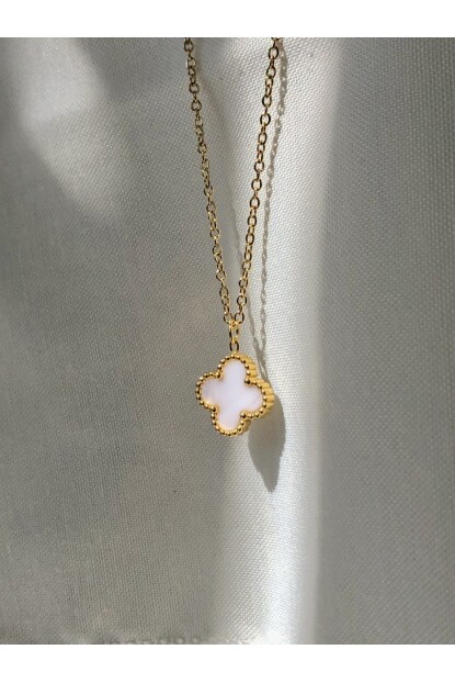 NATURE Çelik  Van Cleef Sedefli 45 cm Gold Renk Yonca Kolye