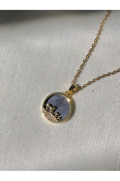 NATURE Çelik Zirkon Taşlı 45 cm Gold Renk Küçük Prens Kolye