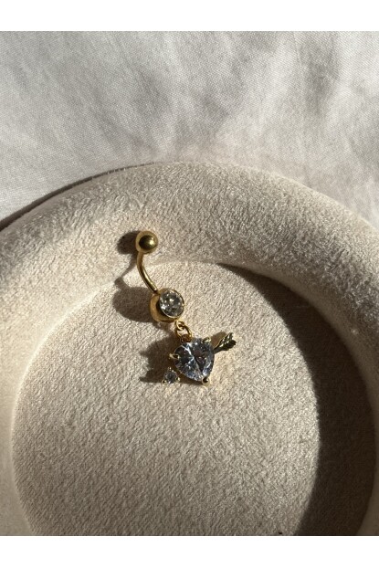 NATURE Cerrah Çelik i Zirkon Taşlı Sallantılı Kalp Göbek Piercing