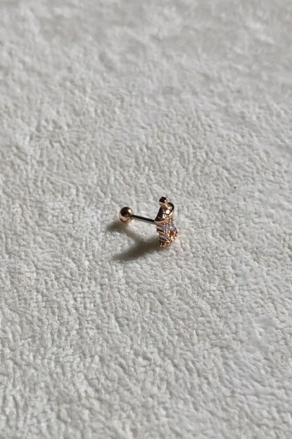 NATURE Cerrahi Çelik Opal Mavi Taşlı  Atlı Karınca Gümüş renk 1cm  Piercing