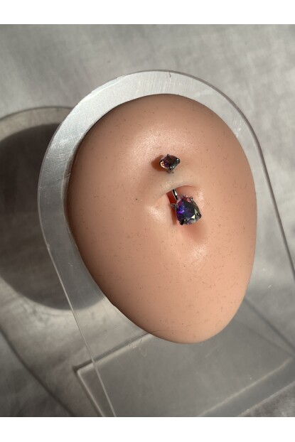 NATURE Cerrahi Çelik Renkli Taşlı Damla Göbek Piercing