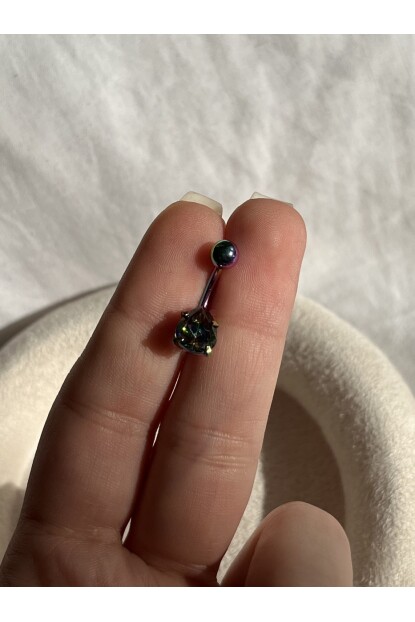 NATURE Cerrahi Çelik Renkli Taşlı Damla Göbek Piercing