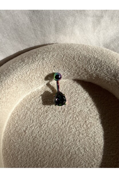 NATURE Cerrahi Çelik Renkli Taşlı Damla Göbek Piercing
