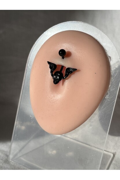 NATURE Cerrahi Çelik Siyah KuruKafa  Göbek Piercing