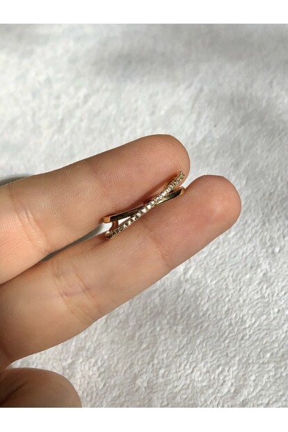 NATURE Cerrahi Çelik Zirkon Sıralı Taşlı Çapraz  Piercing