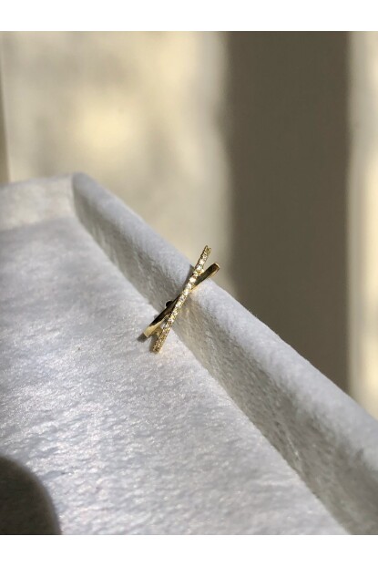 NATURE Cerrahi Çelik Zirkon Sıralı Taşlı Çapraz  Piercing