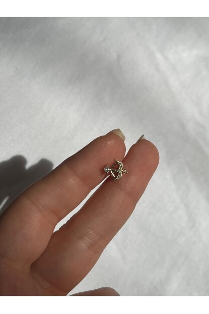 NATURE Cerrahi Çelik Zirkon Taşlı Arkası Düz Eros Ok Piercing,Tragus, Helix, Kıkırdak.