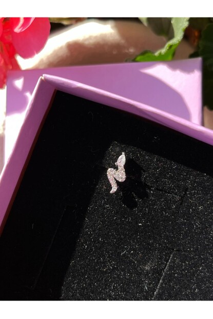 NATURE Cerrahi Çelik Zirkon Taşlı Arkası Düz Yılan Piercing,Tragus, Helix, Kıkırdak.