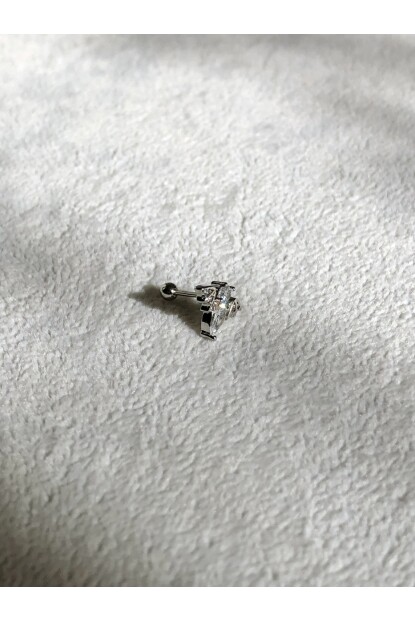 NATURE Cerrahi Çelik Zirkon Taşlı Gümüş Yarasa Piercing