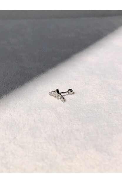 NATURE Cerrahi Çelik Zirkon Taşlı Hilal Yıldız Gümüş renk 1cm çap Piercing