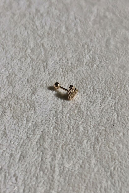 NATURE Cerrahi Çelik Zirkon Taşlı İçi Dolu Kalp Gold renk 1cm  Piercing