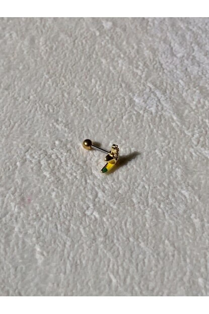 NATURE Cerrahi Çelik Zirkon Taşlı Muz  Gold renk 1cm  Piercing