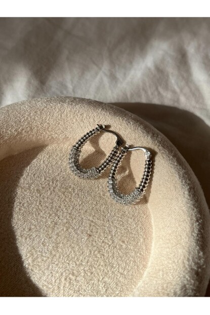 NATURE Cerrahi Çelik Zirkon Taşlı Oval Halka  Küpe