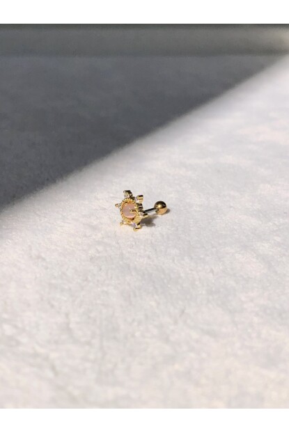 NATURE Cerrahi Çelik  Zirkon Taşlı Pembe Güneş  Gold renk 1cm  Piercing
