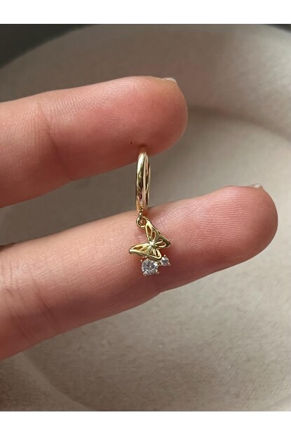NATURE Cerrahi Çelik Zirkon Taşlı Sallantılı Kelebek Helix Halka Piercing
