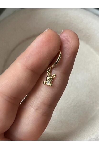 NATURE Cerrahi Çelik Zirkon Taşlı Sallantılı Tavşan Helix Halka Piercing