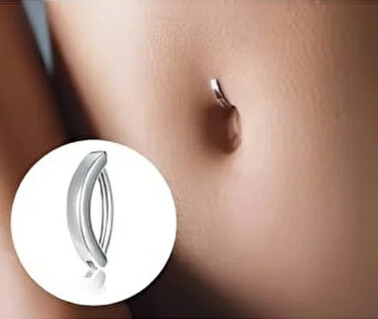 NATURE Cerrahi Çelik Zirkon Taşlı Yarım Halka Gümüş Göbek Piercing