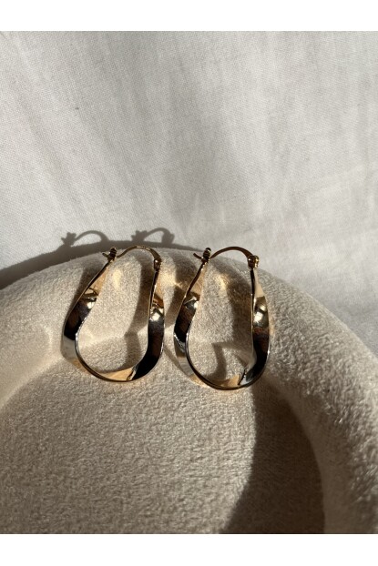 NATURE İki Renkli Burgu Halka  Küpe