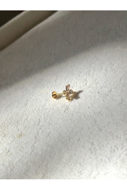 NATURE Pembe Zirkon Taşlı Fiyonk Piercing