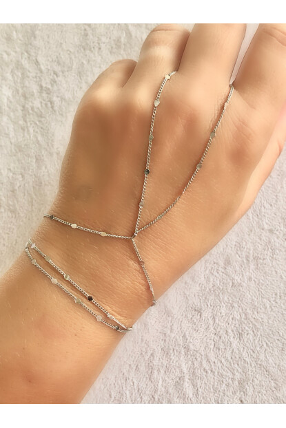 NATURE Pırıltılı İnce Gümüş Renk Şahmeran Bileklik