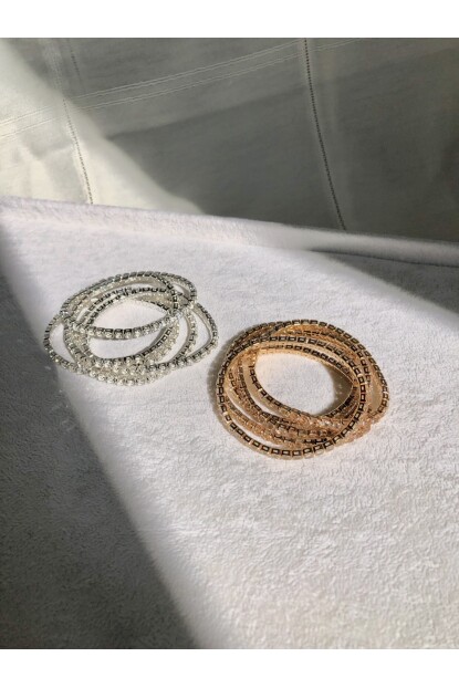 NATURE Tam Tur Zirkon Beyaz Taşlı Kalın Esnek Gümüş Renk Su Yolu Bileklik