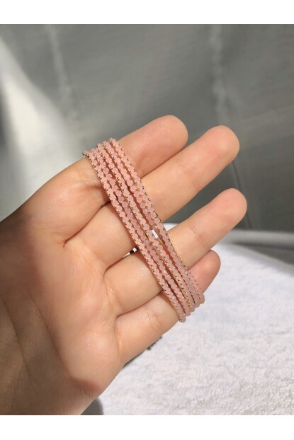 NATURE Tam Tur Zirkon Pembe Taşlı Esnek Rose Gold Renk Su Yolu Bileklik