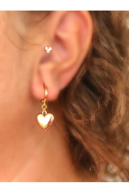 NATURE Xuping  Çelik  Rose Gold Renk Halka Kalpli Küpe