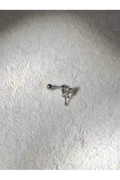 NATURE Zirkon Taşlı Gümüş Renk Kalp Piercing