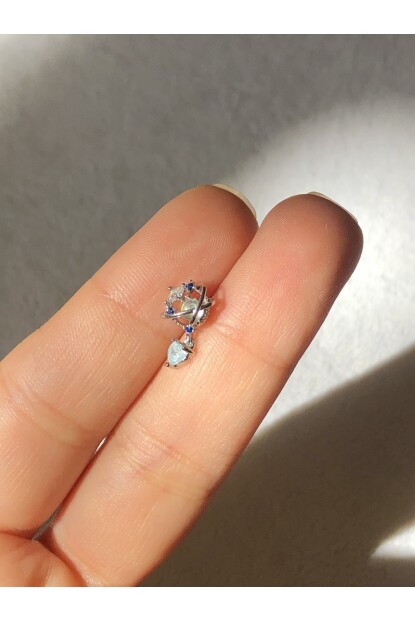 NATURE Zirkon Taşlı Sallantılı  Gezegen Gümüş Renk Piercing