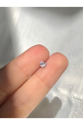 NATURE Cerrahi Çelik Tek Taş Kalpli Gümüş Renk 1cm bar Piercing