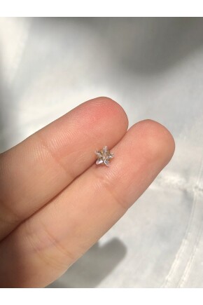 NATURE Cerrahi Çelik Tek Taş Yıldız Gold Renk 1cm bar Piercing