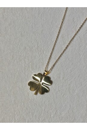 NATURE Cerrahi Çelik Yonca Uzun 60 cm Gold  Zincir Kolye 