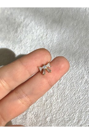 NATURE Cerrahi Çelik Zirkon Taşlı Gold Fiyonk Piercing