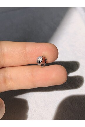NATURE Cerrahi Çelik Zirkon Taşlı Kurukafa Gümüş renk 1cm çap Piercing