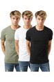 Erkek 3Lü Çok Renkli Paket Sıfır Yaka Basic T-Shirt