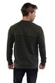 Erkek Sıfır Yaka Parçalı Çizgili 3 iplik Sweat Shirt