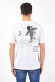 2D2B Erkek Basic Oversize Önü ve Arkası Uzay Temalı Baskılı T-Shirt 