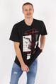 2d2b Erkek Basic Oversize Sıfır Yaka Baskılı T-Shirt