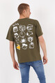 2d2b Erkek Basic Oversize Sıfır Yaka Önü ve Arkası Baskılı T-Shirt