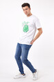2D2B Erkek Sıfır Yaka Basic Oversize Baskılı T-Shirt 