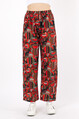 2d2b Kadın Kırmızı Desenli Rahat Kesim Pantolon